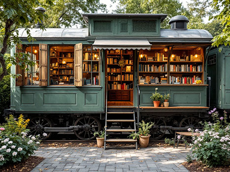 Un train recyclé en bibliothèque